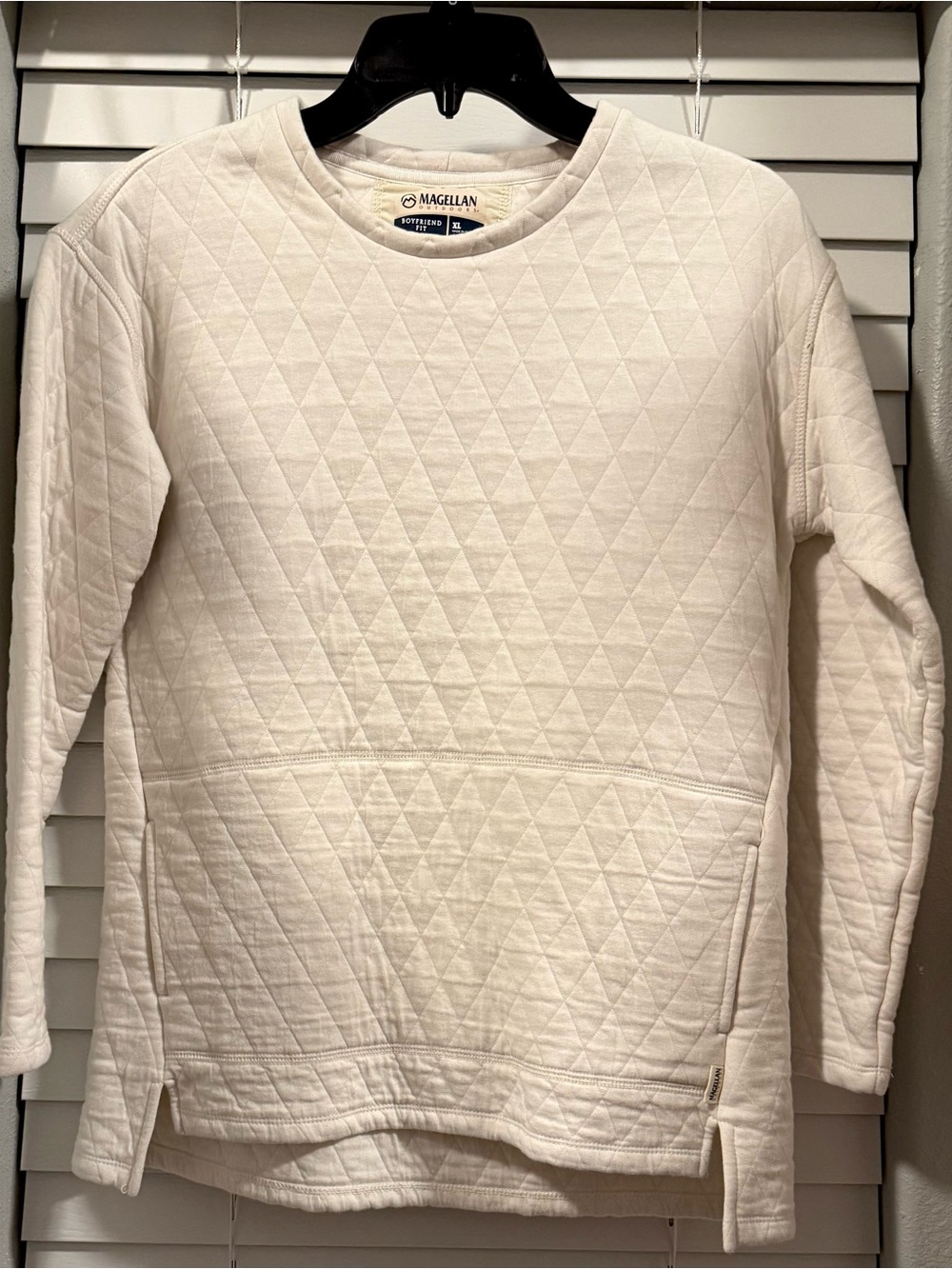 Magellan Outdoors Quilted Crewneck Pullover - Cream